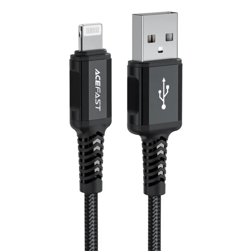  USB to Lightning 2.4A Fekete Acefast Data Cable (C4-02) - Gyors Töltés, Alumínium Ötvözet, 1.8m - 4