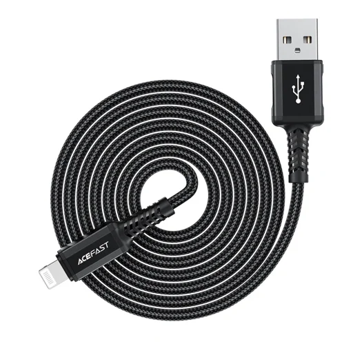  USB to Lightning 2.4A Fekete Acefast Data Cable (C4-02) - Gyors Töltés, Alumínium Ötvözet, 1.8m - 8