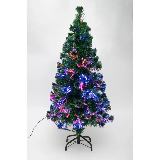 HOME KIX120LED LED-es műfenyő, 120 cm, optikai szálas, folyamatos színváltás, műanyag talp, hálózati tápellátás, beltéri kivitel - 2