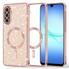 Samsung Galaxy A17 5G Rose Gold Techsuit - Luxury Glitter MagSafe tok