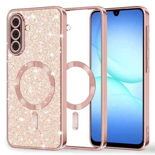 Samsung Galaxy A17 5G Rose Gold Techsuit - Luxury Glitter MagSafe tok - 1