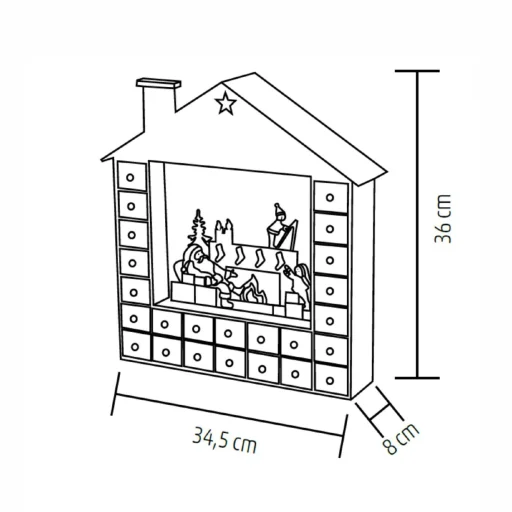 Home KLW24 LED-es adventi naptár, 10 db melegfehér LED, fa és műanyag, elemes tápellátás, beltéri kivitel - 3