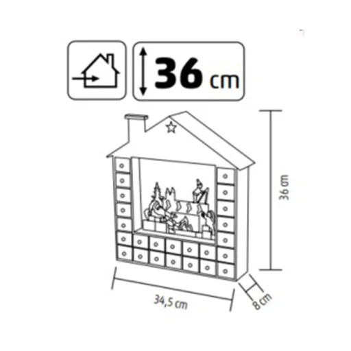 Home KLW24 LED-es adventi naptár, 10 db melegfehér LED, fa és műanyag, elemes tápellátás, beltéri kivitel - 4