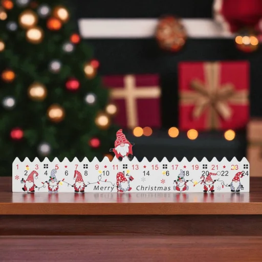 Home KLW25 LED-es adventi naptár, 7db LED világítás, fa alapanyag, elemes tápellátás, beltéri kivitel - 2