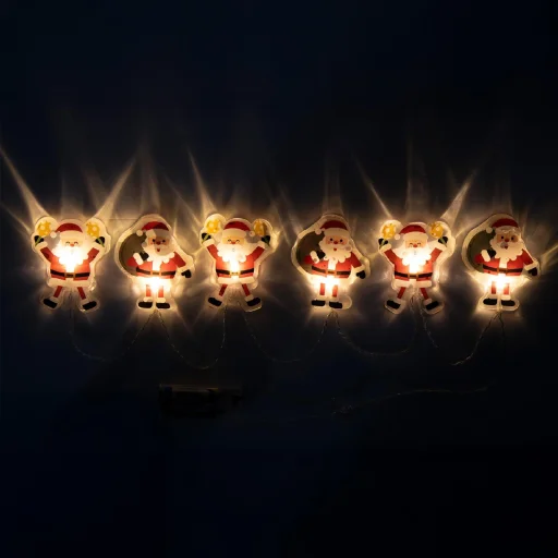 Home MLS6 LED-es mikulás fényfüzér, szilikon, 6db melegfehér LED, elemes tápellátás, beltéri kivitel - 2