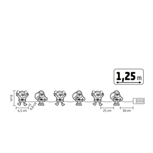Home MLS6 LED-es mikulás fényfüzér, szilikon, 6db melegfehér LED, elemes tápellátás, beltéri kivitel - 3