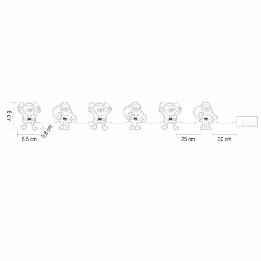 Home MLS6 LED-es mikulás fényfüzér, szilikon, 6db melegfehér LED, elemes tápellátás, beltéri kivitel - 4