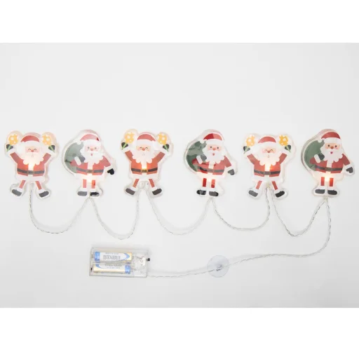 Home MLS6 LED-es mikulás fényfüzér, szilikon, 6db melegfehér LED, elemes tápellátás, beltéri kivitel - 9