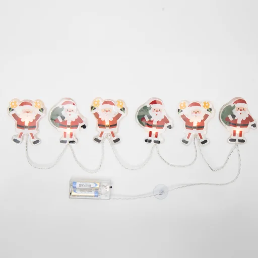 Home MLS6 LED-es mikulás fényfüzér, szilikon, 6db melegfehér LED, elemes tápellátás, beltéri kivitel - 1