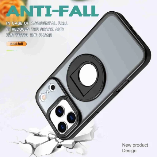 iPhone 17 Pro forgatható gyűrűs, Magsafe tartós telefontok fekete Alphajack RRMH-01 - 3