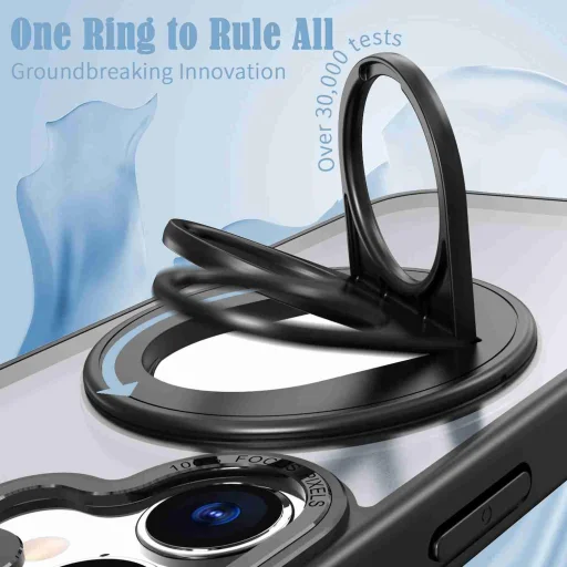 iPhone 17 forgatható gyűrűs, Magsafe tartós telefontok fekete Alphajack RRMH-01 - 2