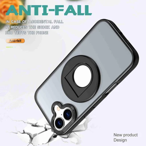 iPhone 17 forgatható gyűrűs, Magsafe tartós telefontok fekete Alphajack RRMH-01 - 4