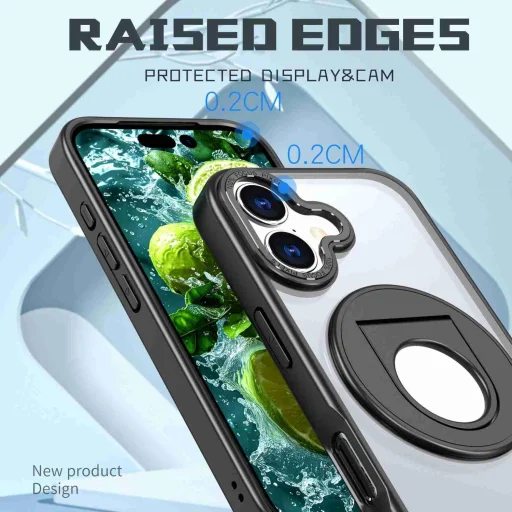 iPhone 17 forgatható gyűrűs, Magsafe tartós telefontok fekete Alphajack RRMH-01 - 6