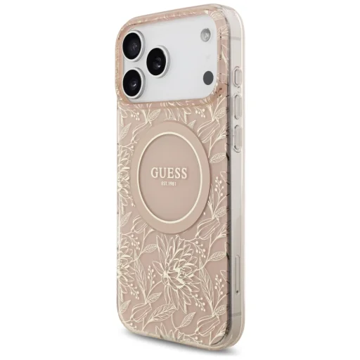 iPhone 17 Pro Max Guess IML Flowers Electro Pearl Pántos MagSafe tok Pink tok - 3