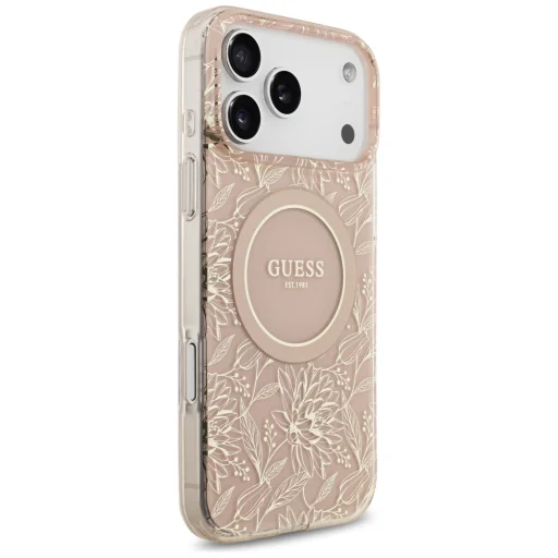iPhone 17 Pro Max Guess IML Flowers Electro Pearl Pántos MagSafe tok Pink tok - 4