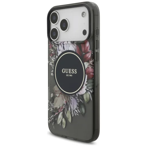 iPhone 17 Pro Max Guess IML Flowers Pearl Strap MagSafe fekete tok - 3