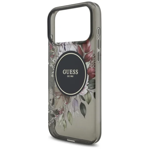 iPhone 17 Pro Max Guess IML Flowers Pearl Strap MagSafe fekete tok - 6