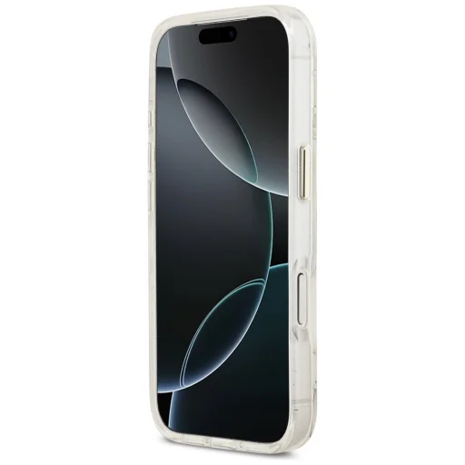 iPhone 17 Pro Max Guess IML Glitter Flowers Triangle MagSafe fehér tok - 5