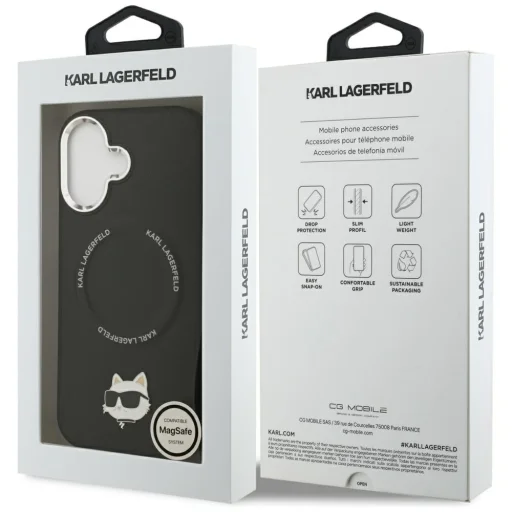 iPhone 17 Karl Lagerfeld Choupette Pin MagSafe tok Fekete - 8