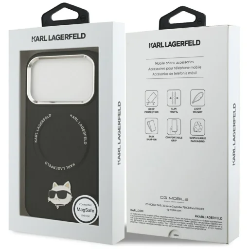 iPhone 17 Pro Karl Lagerfeld Choupette Pin MagSafe tok Fekete - 8