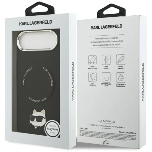 iPhone 17 Air Karl Lagerfeld Choupette Pin MagSafe tok Fekete - 8