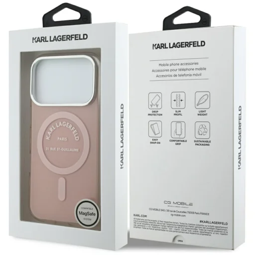 iPhone 17 Pro Karl Lagerfeld IML Karl RSG Logó MagSafe tok Rózsaszín tok - 8