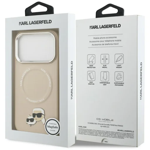 iPhone 17 Pro Max Karl Lagerfeld Karl & Choupette Pins MagSafe tok Bézs tok - 8