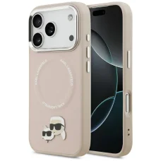 iPhone 17 Pro Karl Lagerfeld Karl & Choupette kitűzők MagSafe tok rózsaszínű tok