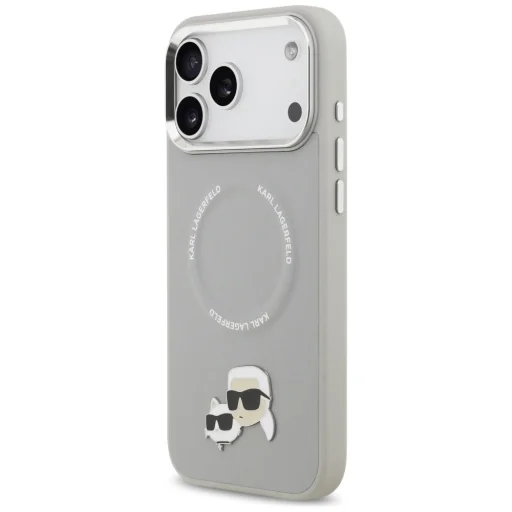 iPhone 17 Pro Karl Lagerfeld Karl & Choupette kitűzők MagSafe szürke tok - 2