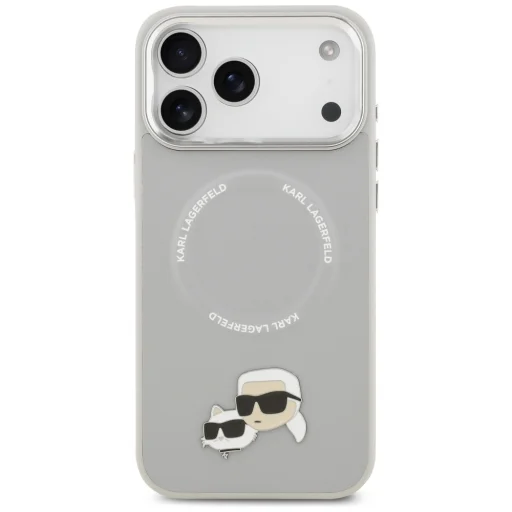 iPhone 17 Pro Karl Lagerfeld Karl & Choupette kitűzők MagSafe szürke tok - 3