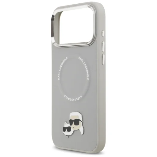iPhone 17 Pro Karl Lagerfeld Karl & Choupette kitűzők MagSafe szürke tok - 6