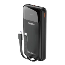 Dudao K15Pro Power Bank 20000mAh 22.5W PD USB-C / USB-A / Beépített Lightning és USB-C Kábelek - Fekete