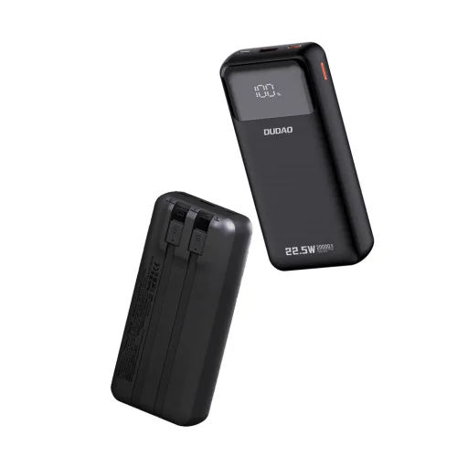 Dudao K15Pro Power Bank 20000mAh 22.5W PD USB-C / USB-A / Beépített Lightning és USB-C Kábelek - Fekete - 3