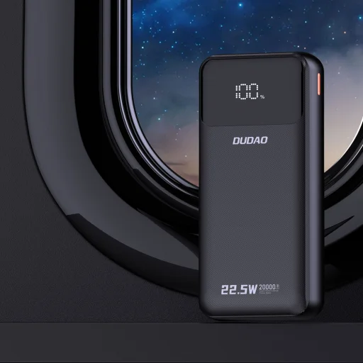 Dudao K15Pro Power Bank 20000mAh 22.5W PD USB-C / USB-A / Beépített Lightning és USB-C Kábelek - Fekete - 6