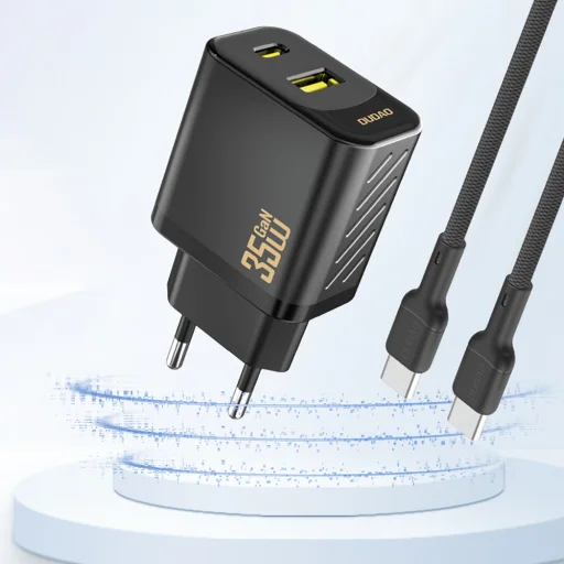 Dudao A27 MaxC 35W GaN fali töltő + USB-C kábel - Fekete - 4