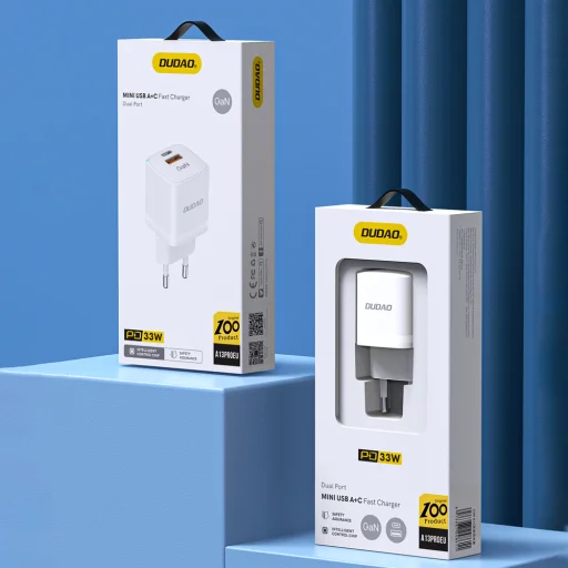 Dudao A13Pro EU 33W fehér hálózati USB-C töltő adapter - 9