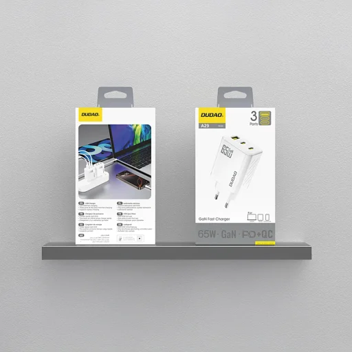 Dudao A29 65W GaN Fali Töltő 2 x USB-C + 1 x USB-A - Fehér - 3