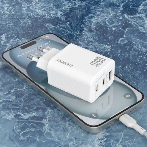 Dudao A29 65W GaN Fali Töltő 2 x USB-C + 1 x USB-A - Fehér - 6