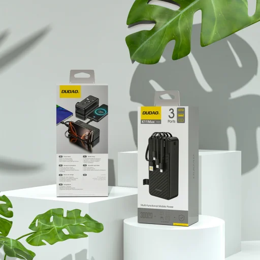 Dudao K11 Max 30000mAh Powerbank beépített kábelekkel - Fekete - 4