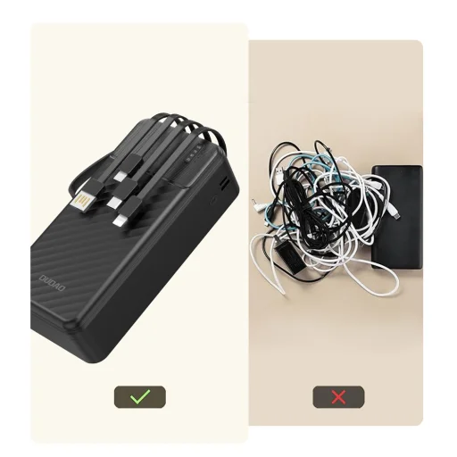 Dudao K11 Max 30000mAh Powerbank beépített kábelekkel - Fekete - 8