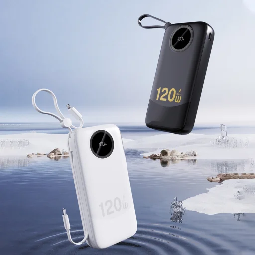 Dudao K13Pro 20000mAh Powerbank beépített kábellel - Fehér - 6