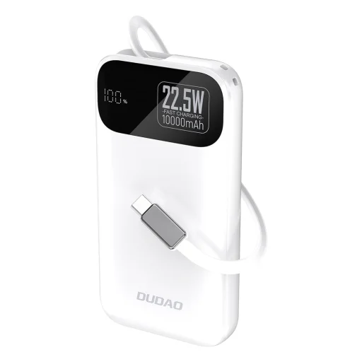 Dudao K31 10000 mAh 22.5W PD Powerbank beépített kábellel - Fehér - 1
