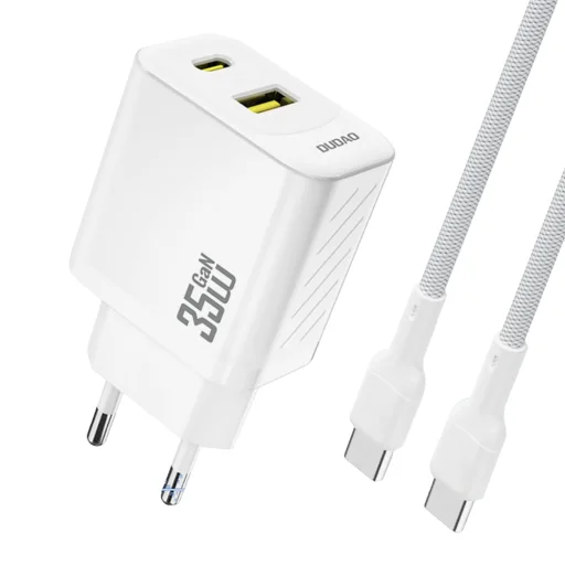Dudao A27 MaxC 35W GaN Fali Töltő + USB-C Kábel - Fehér - 1