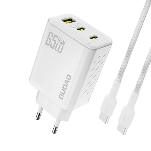 Dudao A29C 65W GaN Hálózati töltő + USB-C kábel - Fehér - 1
