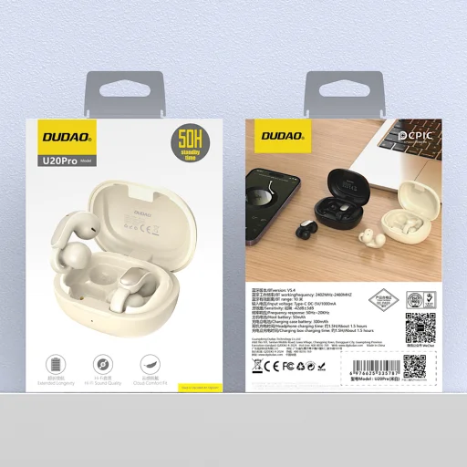 Dudao U20 Pro TWS Bluetooth vezeték nélküli fülhallgató - Fehér/bézs - 8