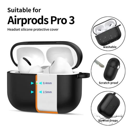 Apple AirPods Pro 3 Tech-Protect Silicone Hook tok Fekete - 4