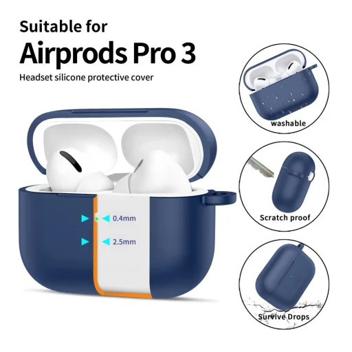 Apple AirPods Pro 3 Szilikon Tok Tengerészkék - 4