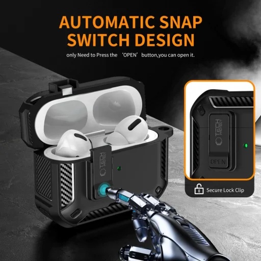 Apple AirPods Pro 3 Tech-protect Carbonox Magsafe Tok Fekete - 4