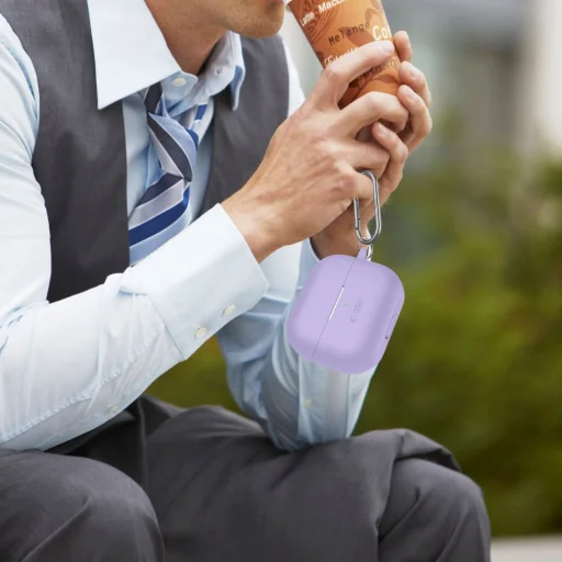 Samsung Galaxy Buds 3 / 3 Fe / 3 Pro Tech-protect Silicone Hook tok Levendula - 8