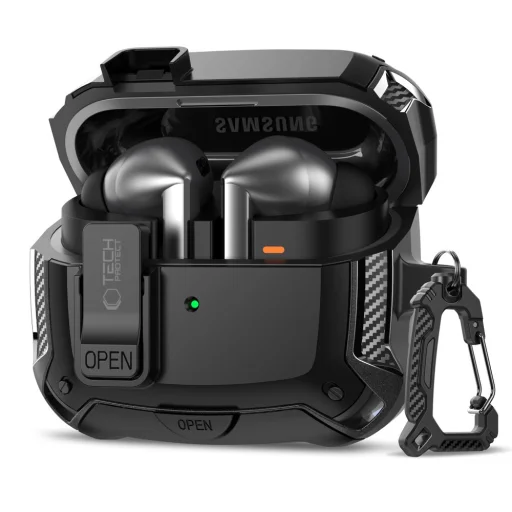 Samsung Galaxy Buds 3 / 3 Fe / 3 Pro Tech-protect Carbonox Magsafe fekete tok - 1